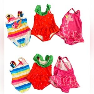 Gymboree 3t vintage bathing suit bundle strawberry giraffe fish